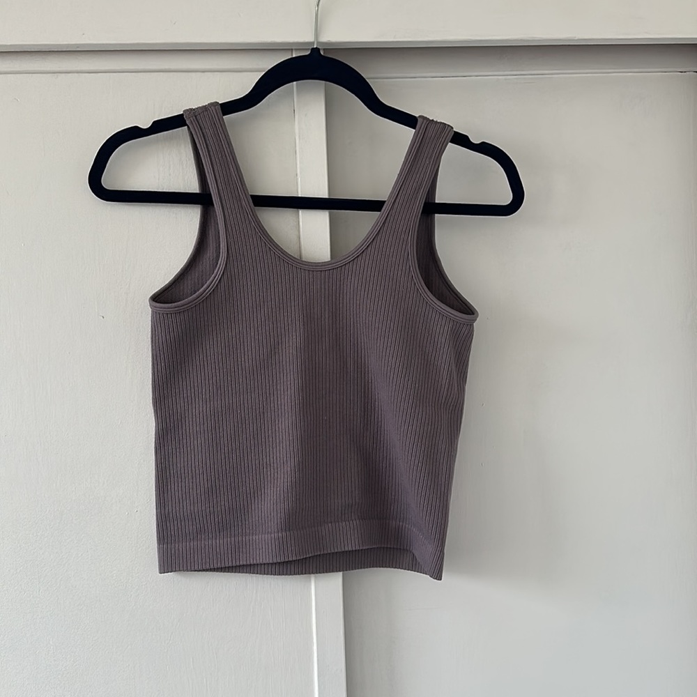 Basic Taupe Ribbed Tank - Picture 4 of 4